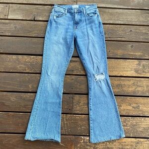 Frame le high flare distressed light wash flared jeans